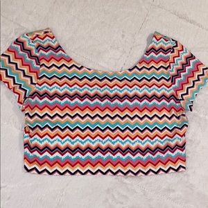 Multicolor Chevron Crop Top